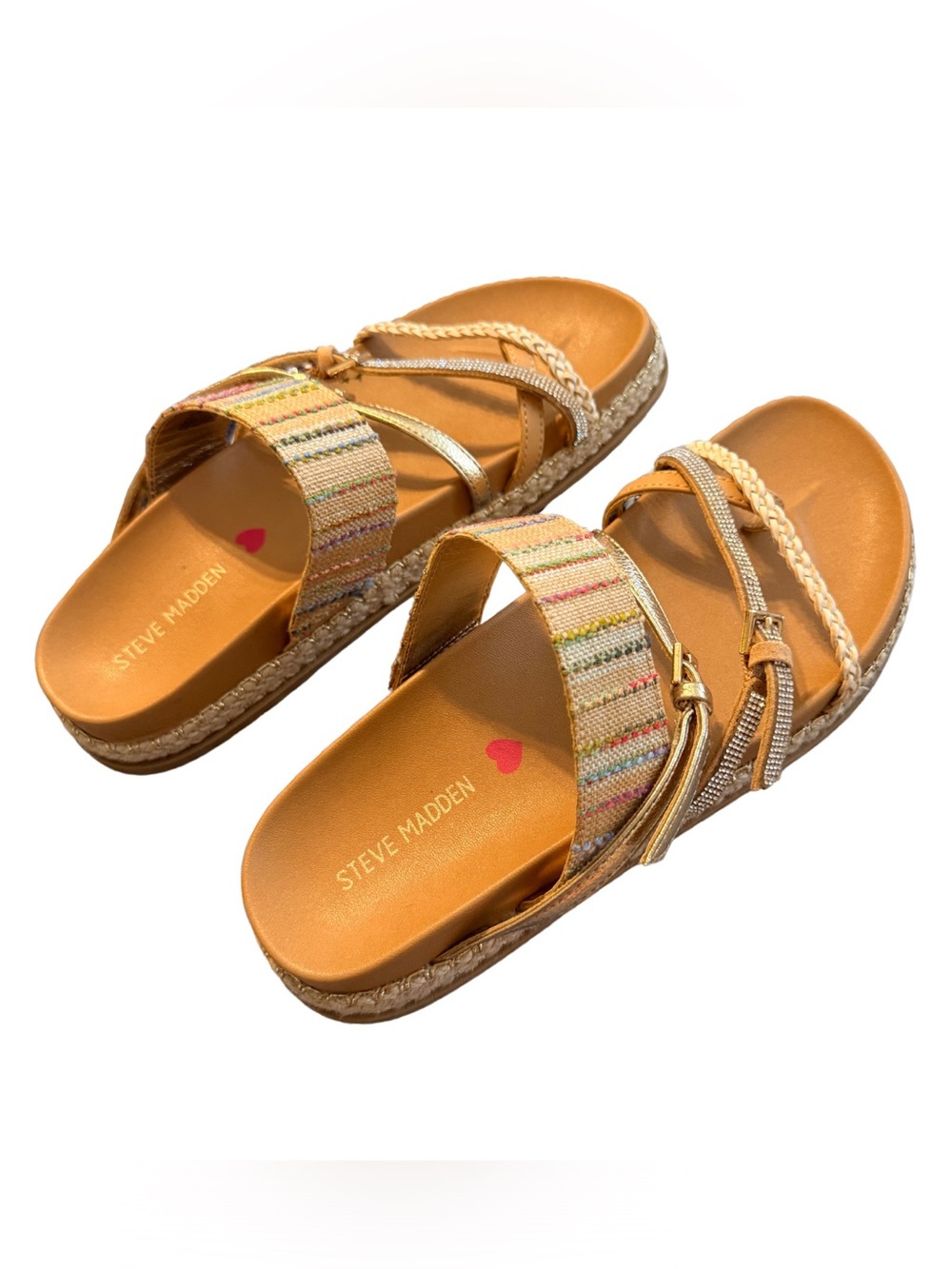 Steve Madden Jtickle Girls Size 4 Natural Metallic Espadrille Sandals